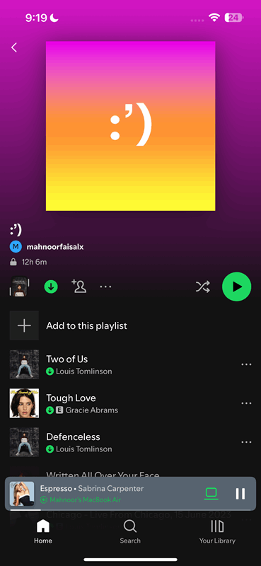 یک فهرست پخش تصادفی Spotify