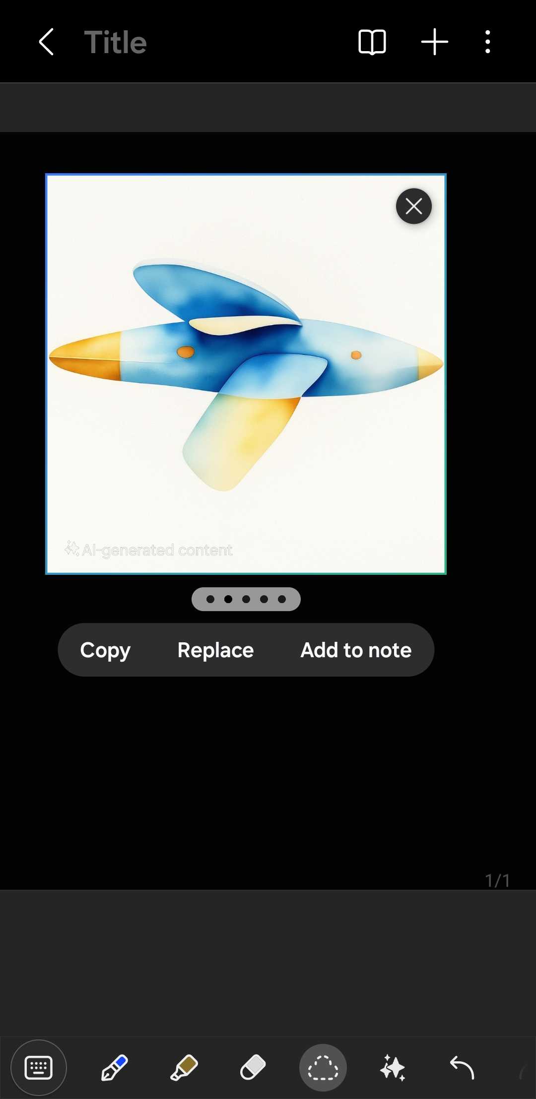 تصویر تولیدشده توسط هوش مصنوعی در برنامه Samsung Notes
