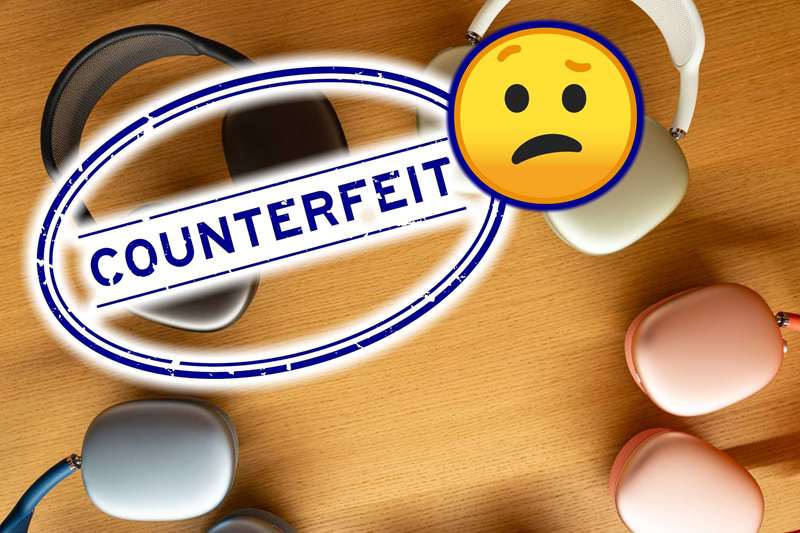 ایرپادز مکس با علامت تقلب و ایموجی گیج