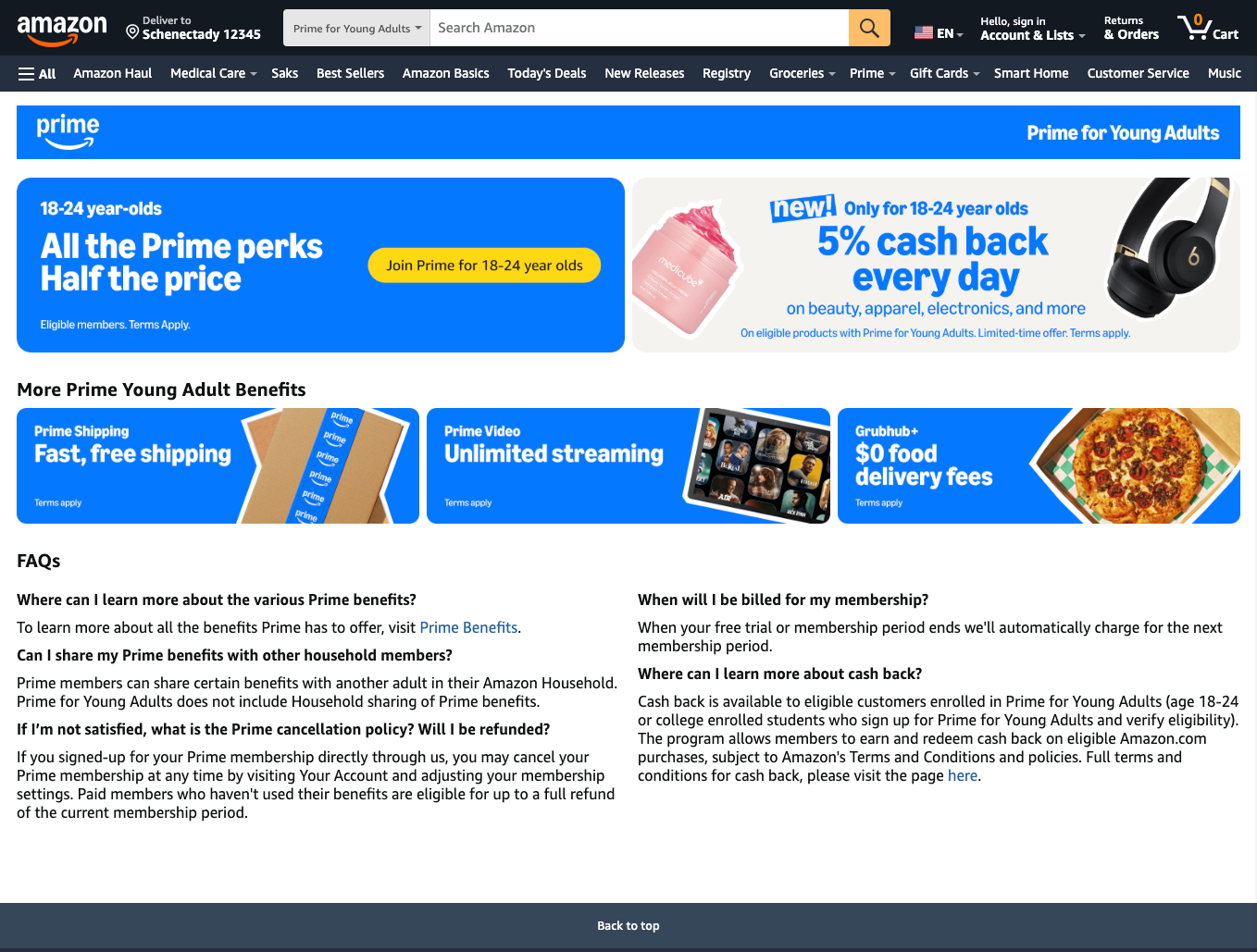 مزایای Amazon Prime برای بزرگسالان جوان