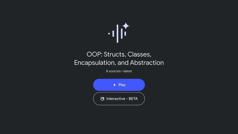 دفترچه برنامه‌نویسی شیءگرا باز شده در برنامه موبایل NotebookLM که ویژگی Audio Overviews را در زبانه استودیو نشان می‌دهد