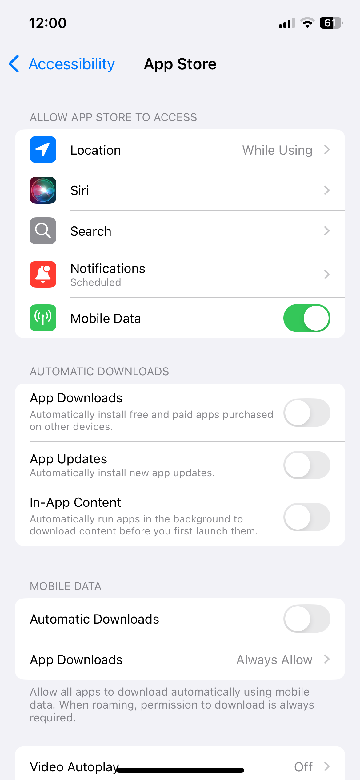 تنظیمات App Store در آیفون