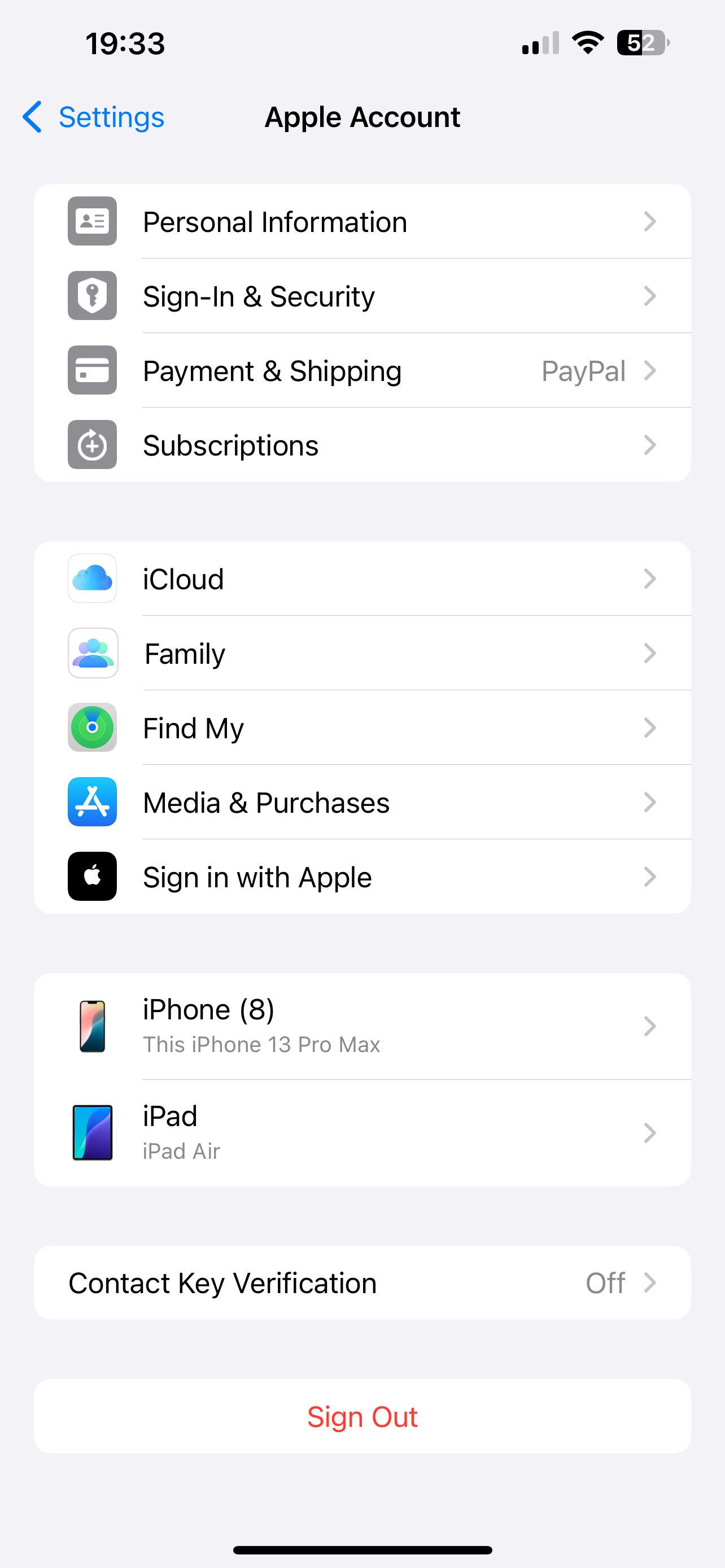 حساب Apple در تنظیمات iPhone