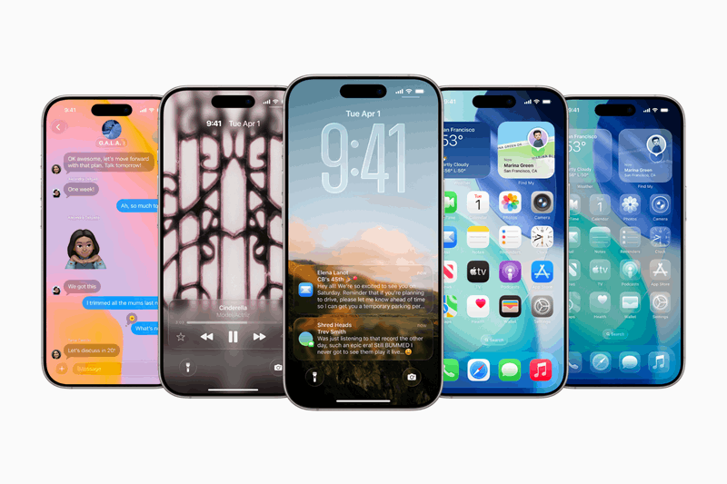 تصاویر ماکاپ آیفون نمایشدهنده ویژگیهای iOS 26