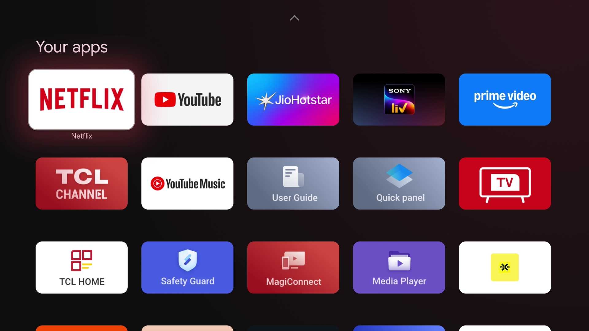 صفحه اصلی حالت فقط برنامه‌ها در Google TV