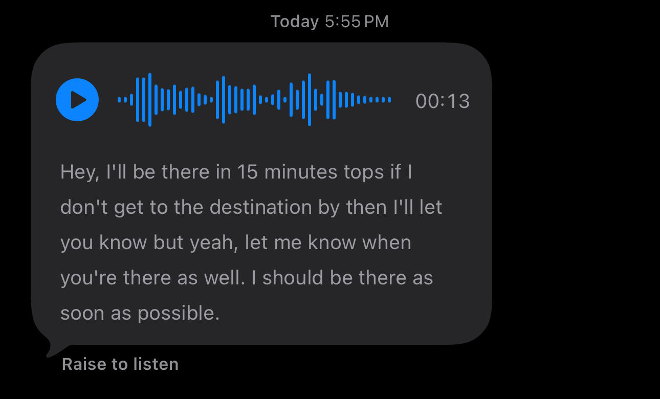 متن‌نمایی پیام صوتی iMessage