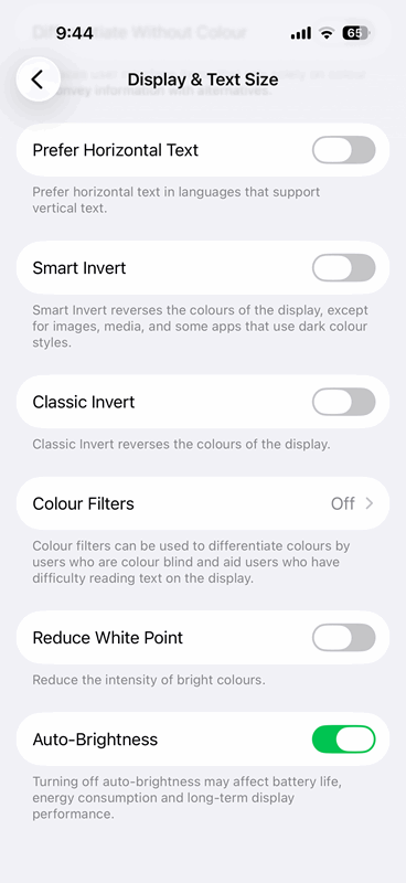 تنظیم روشنایی خودکار در آیفون