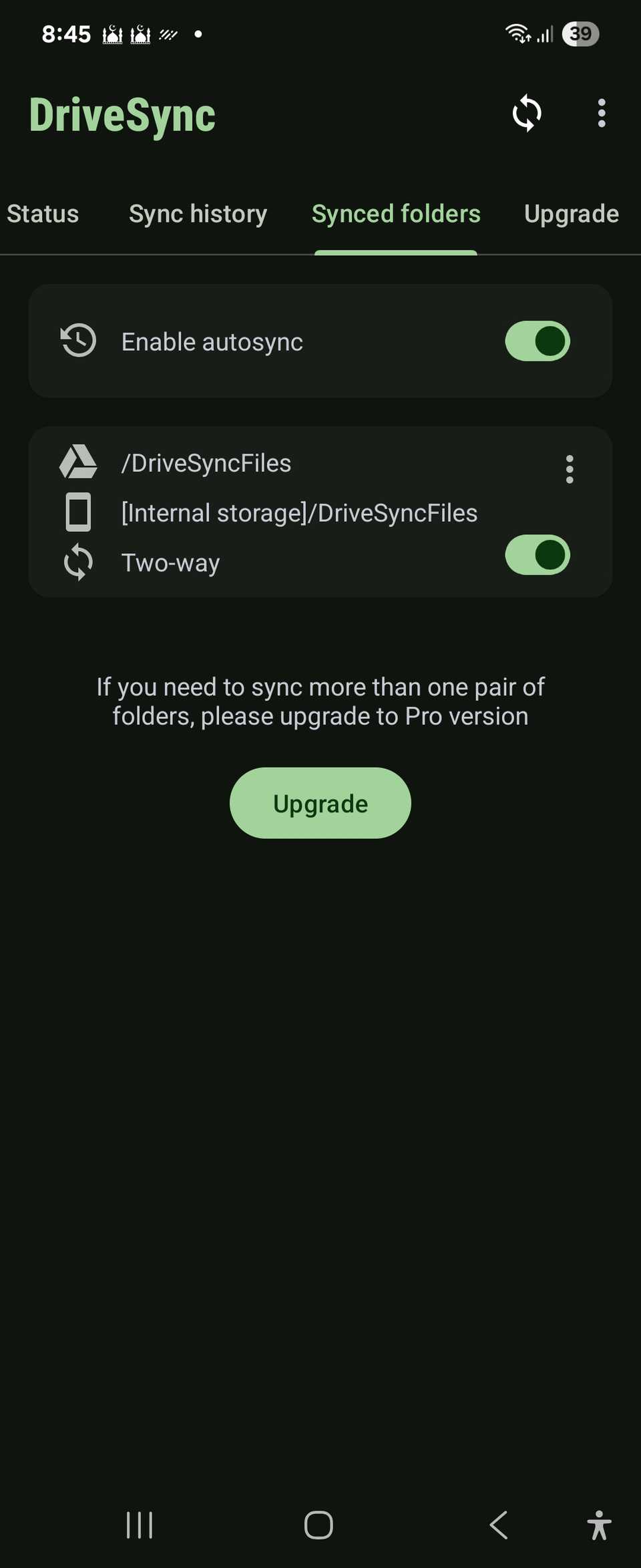 نصب AutoSync برای Google Drive