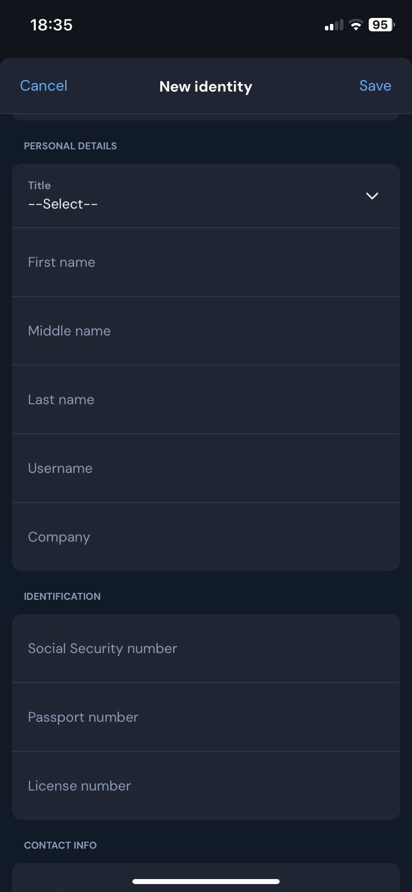 صفحه ایجاد هویت Bitwarden