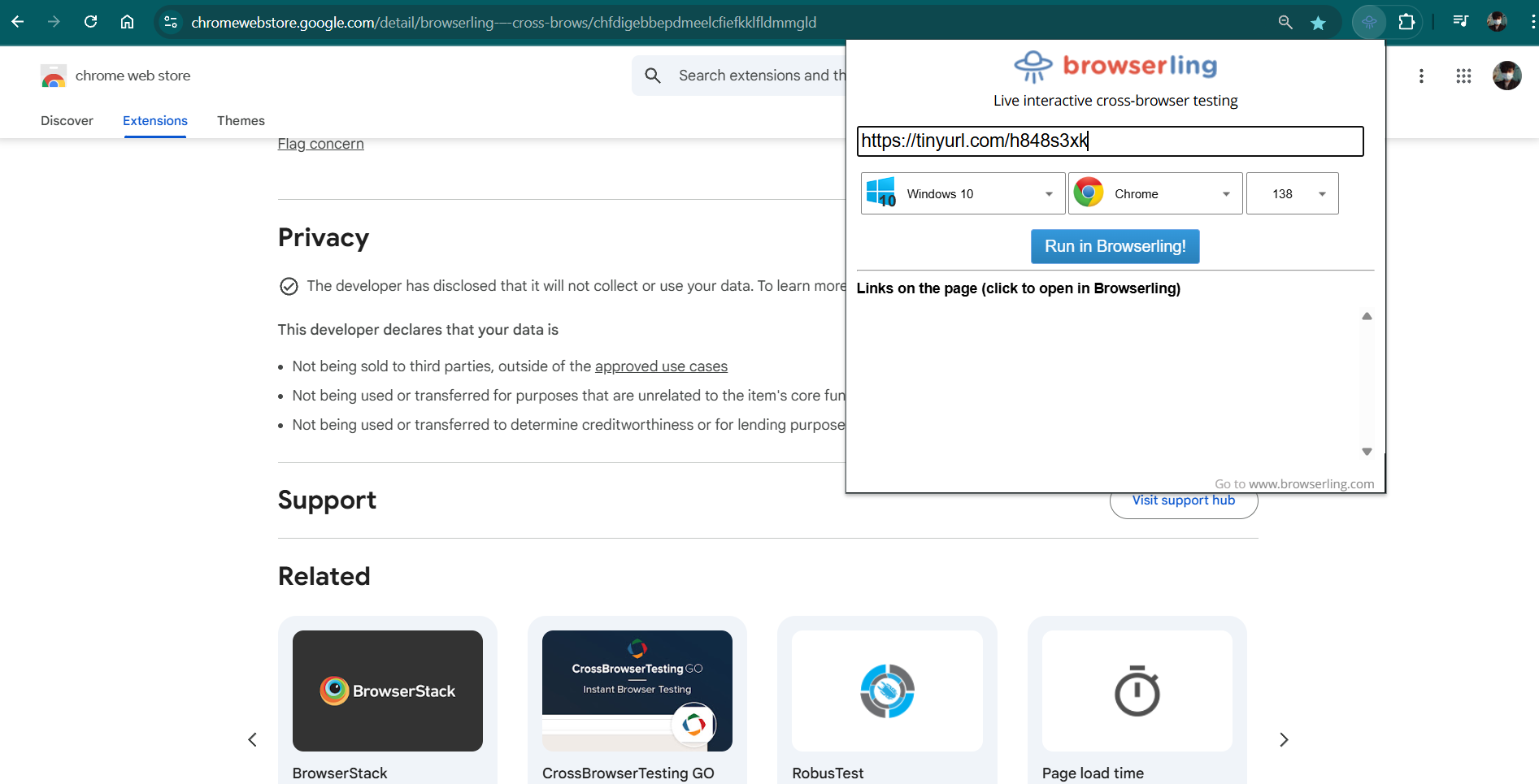 بررسی لینک کوتاه‌شده با Browserling