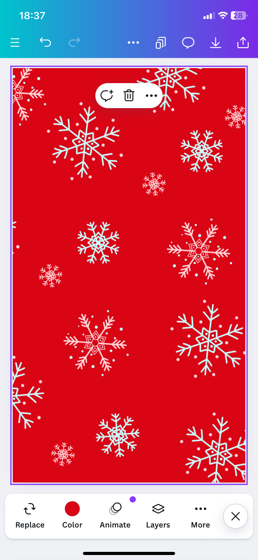 پس‌زمینهٔ برفی قرمز از Canva