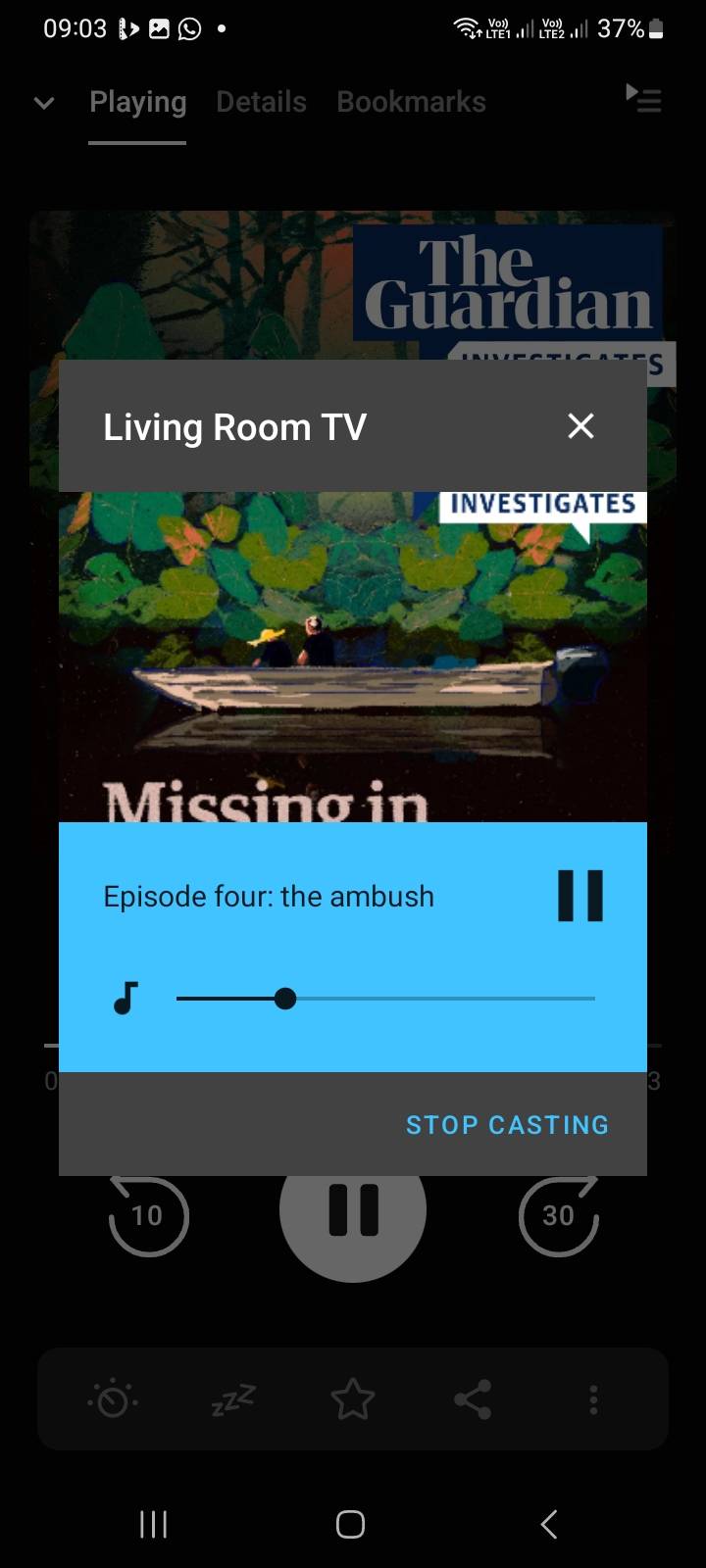 پخش از برنامه Pocket Casts به تلویزیون