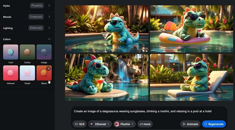 تصویری از گروهی از تصاویر تولید شده توسط Meta AI به یک پرامپت عمومی