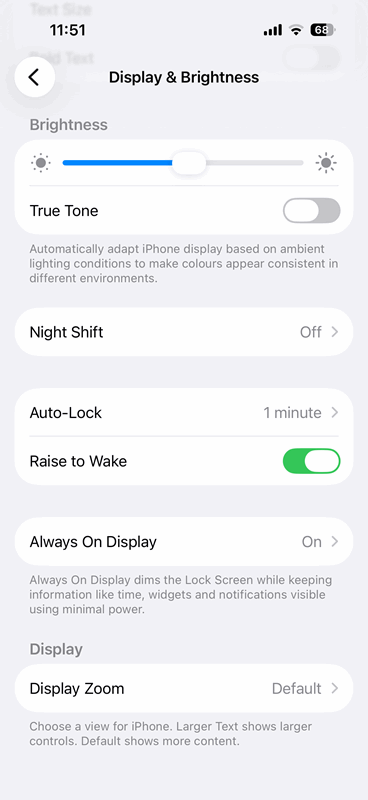 تنظیمات نمایش و روشنایی در آیفون