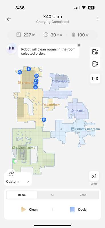 نقشه برنامه Dreame X40 Ultra