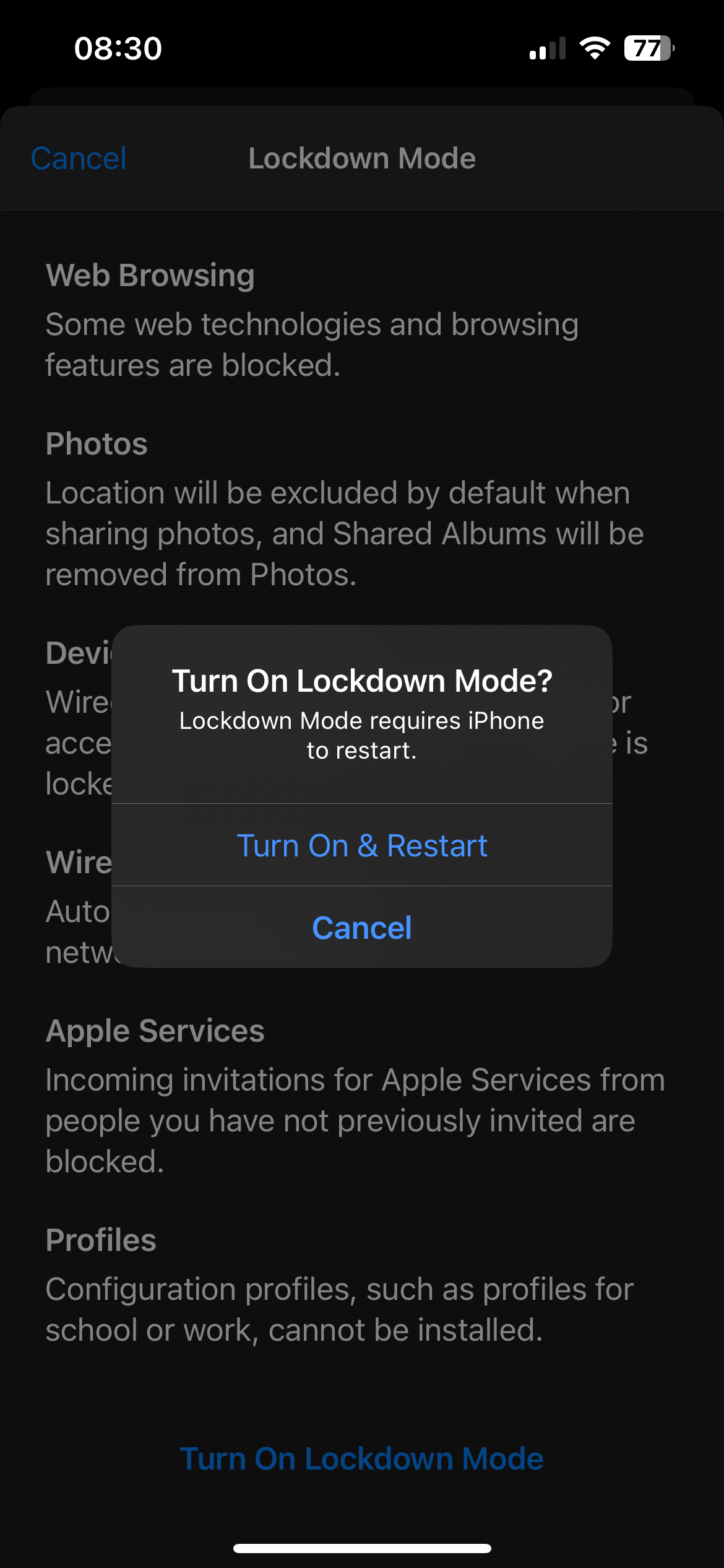 تایید فعالسازی Lockdown Mode در iOS