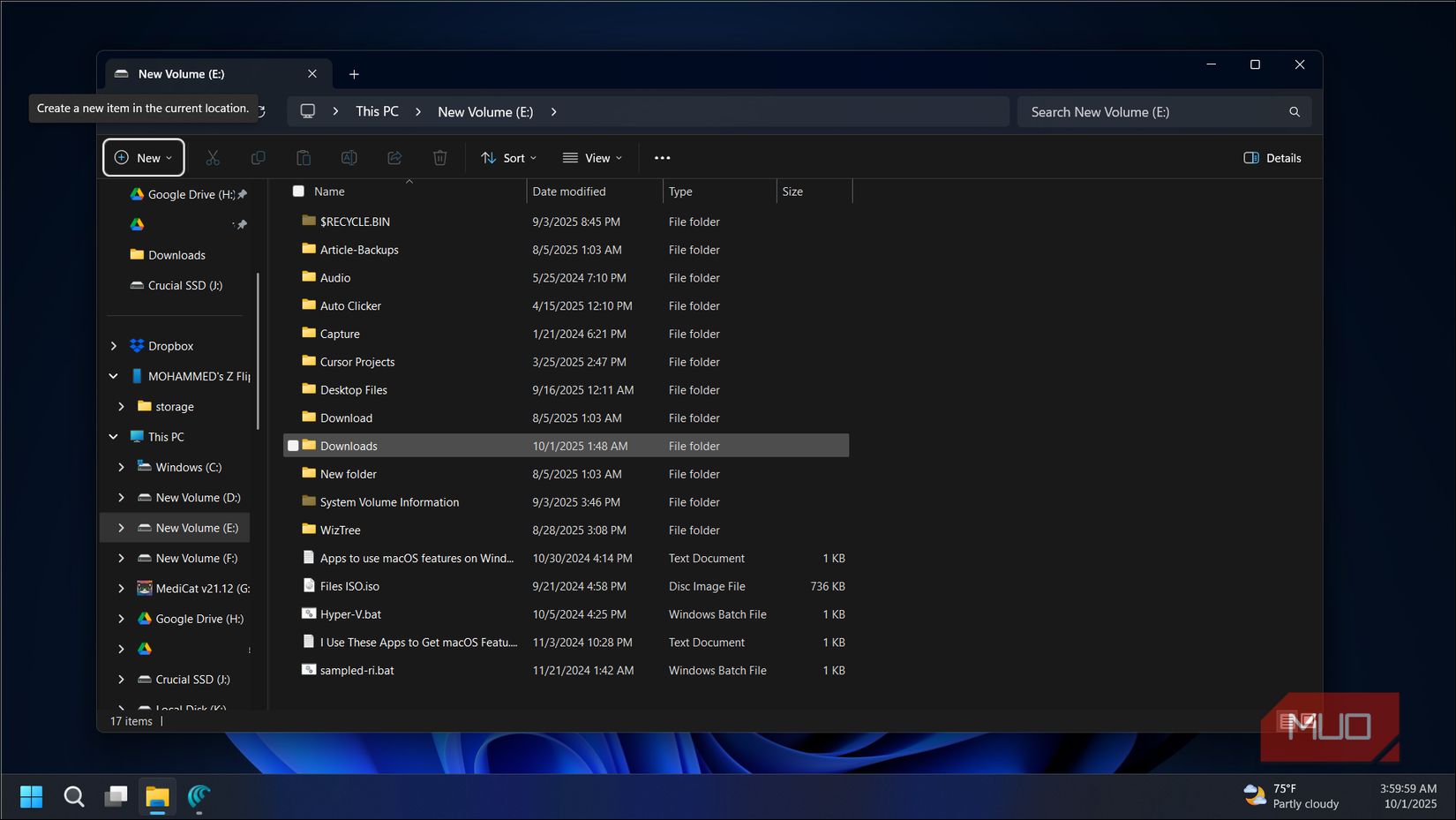 File Explorer در ویندوز 11 باز است