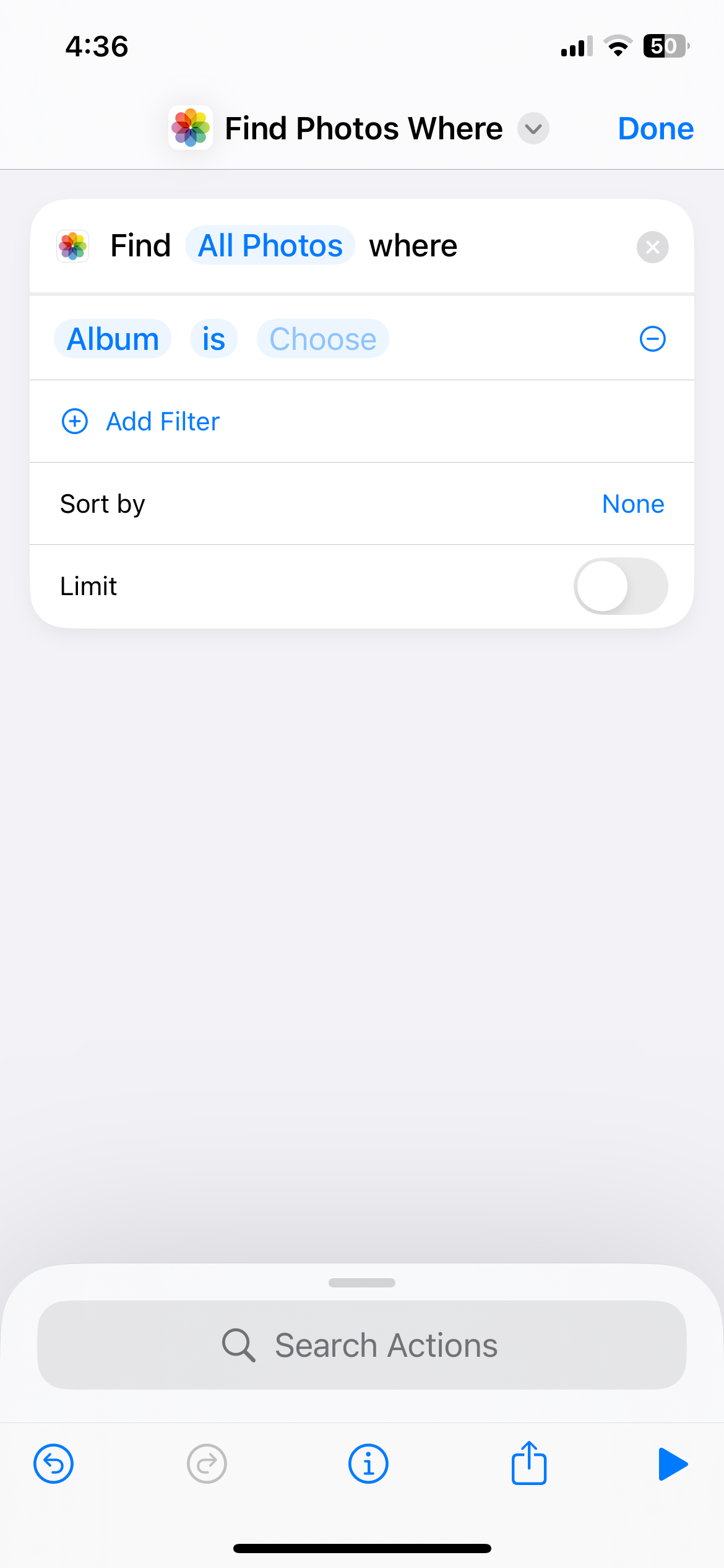 Shortcut یافتن عکسها در iPhone