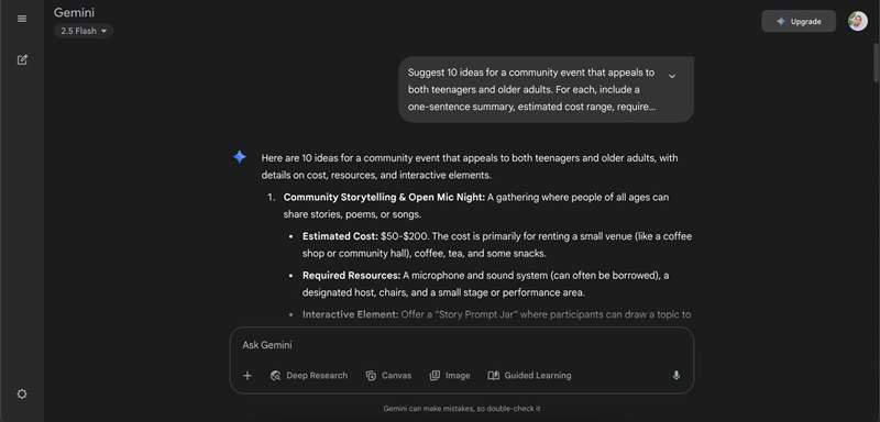 جلسه طوفان فکری Gemini