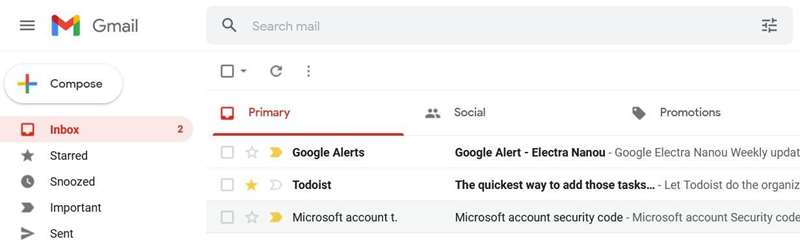 ایمیل‌های جیمیل علامت‌دار مهم و ستاره‌دار