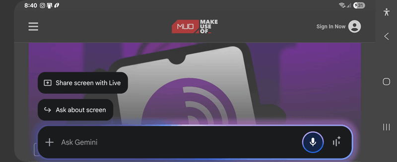 گزینه «پرسش درباره صفحه» در Google Lens