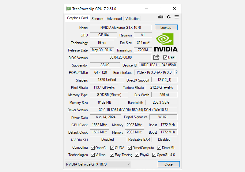 نمایش سرعتهای ساعت GPU توسط GPU‑Z در رایانه