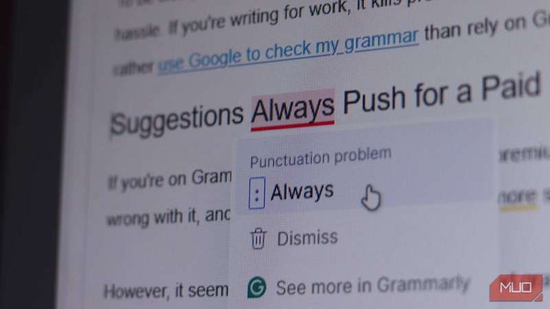 نمایش پیشنهادهای نادرست گرامرلی