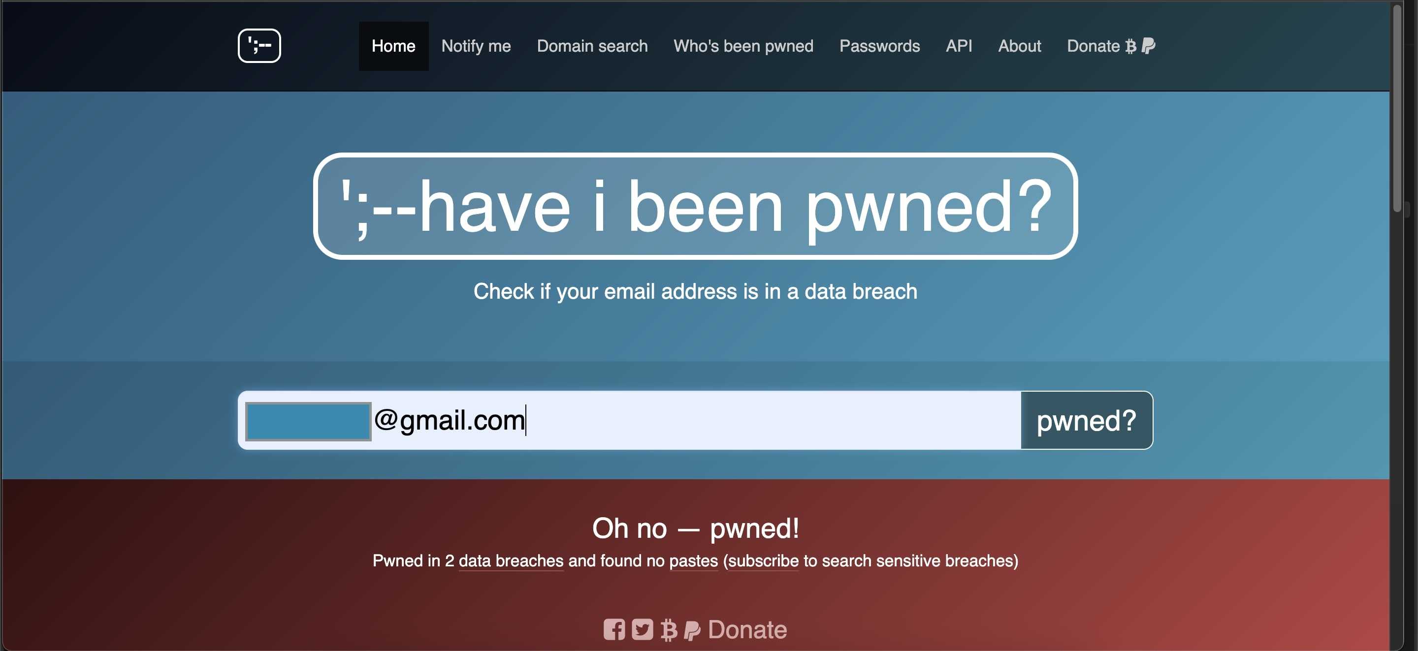 تصویر نتیجه Have I Been Pwned