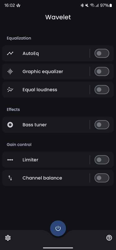 صفحهٔ اصلی برنامه Wavelet.