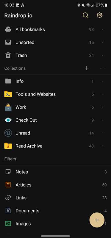 نمای کلی برنامه Raindrop.
