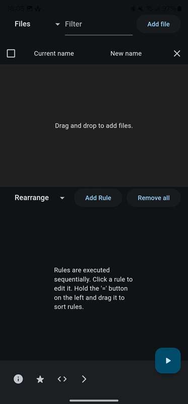 نمای کلی صفحهٔ اصلی برنامه Flut Renamer.