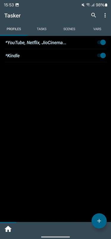 برگه پروفایل‌های Tasker.