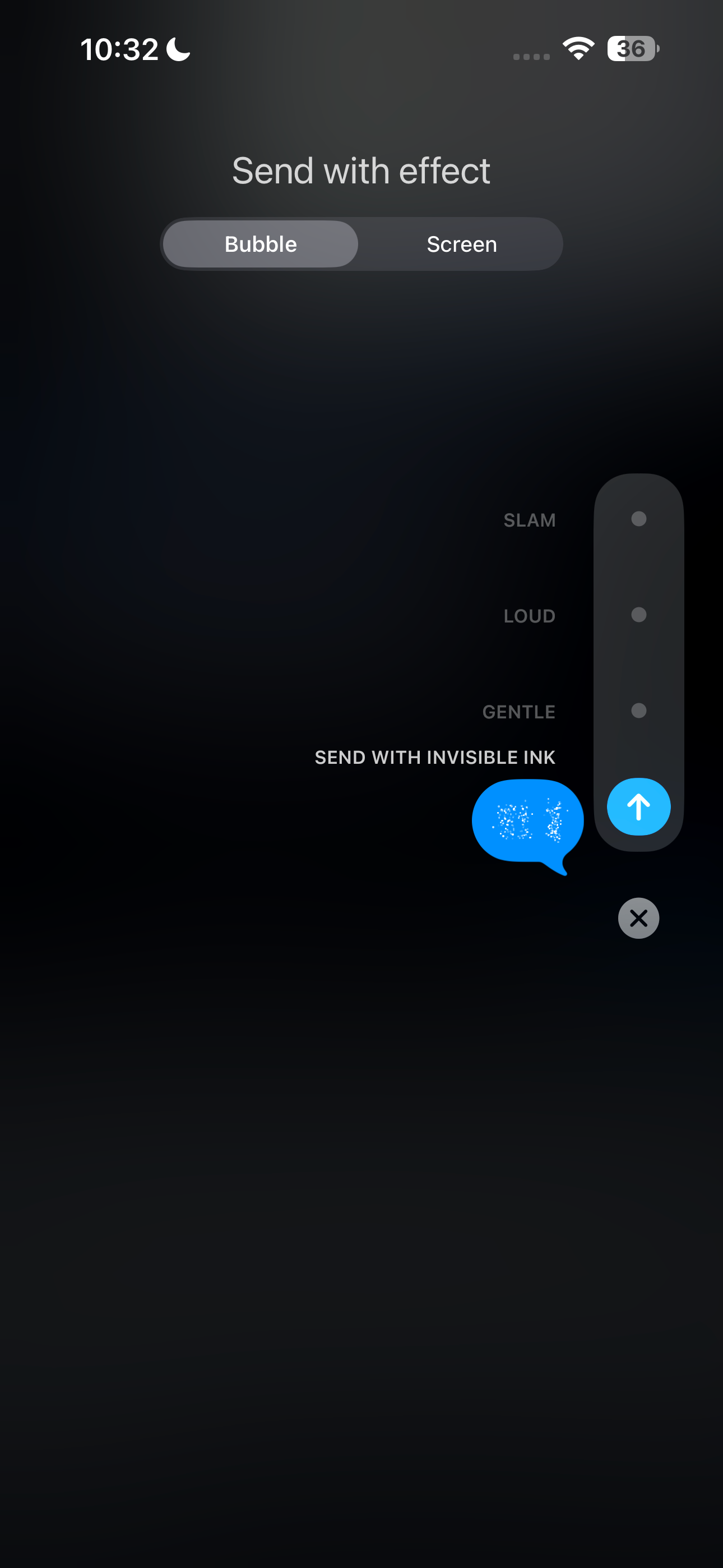 iMessage ارسال با اثر جوهر نامرئی