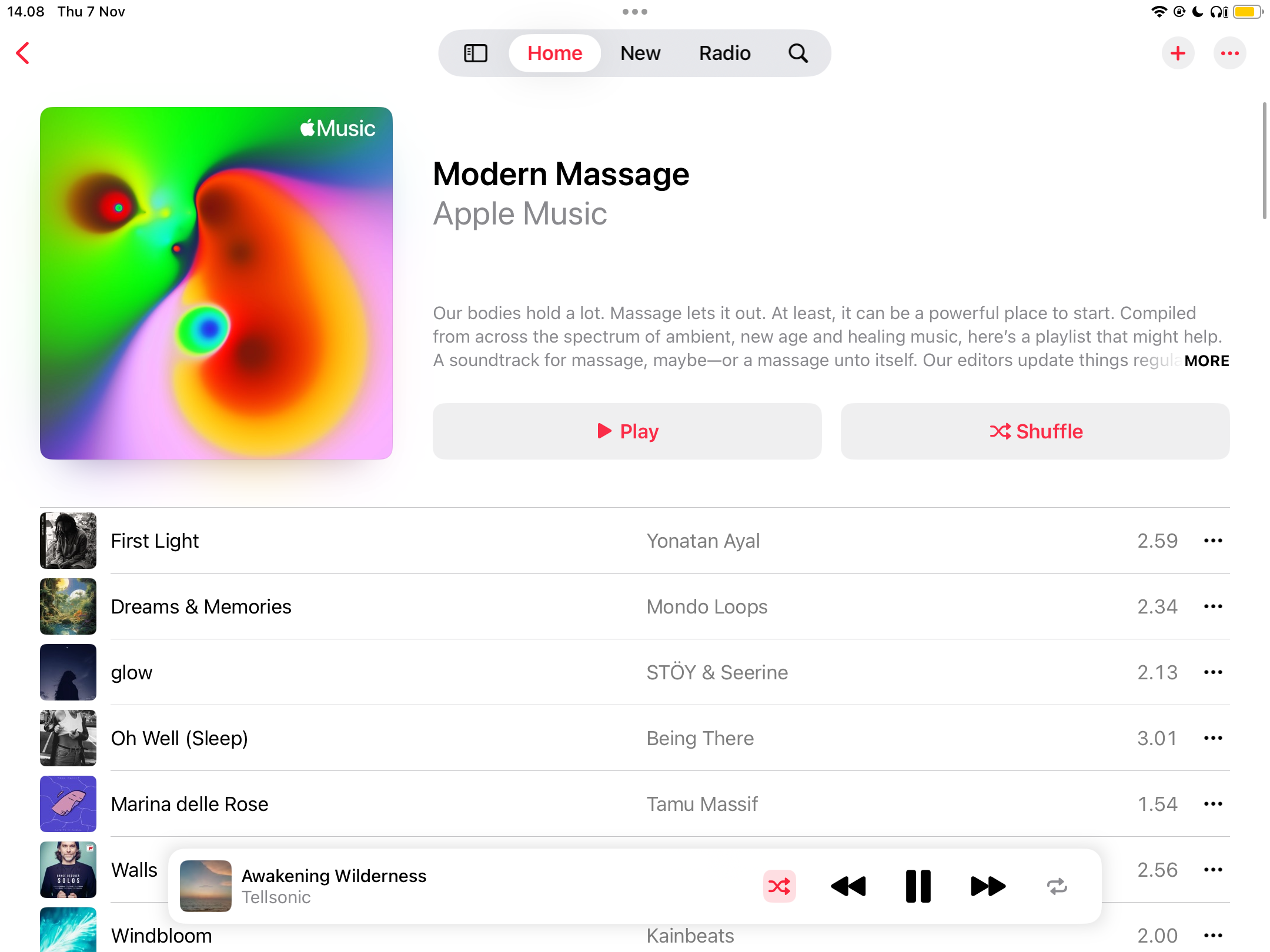 موسیقی ابزار در یک فهرستپخش Apple Music