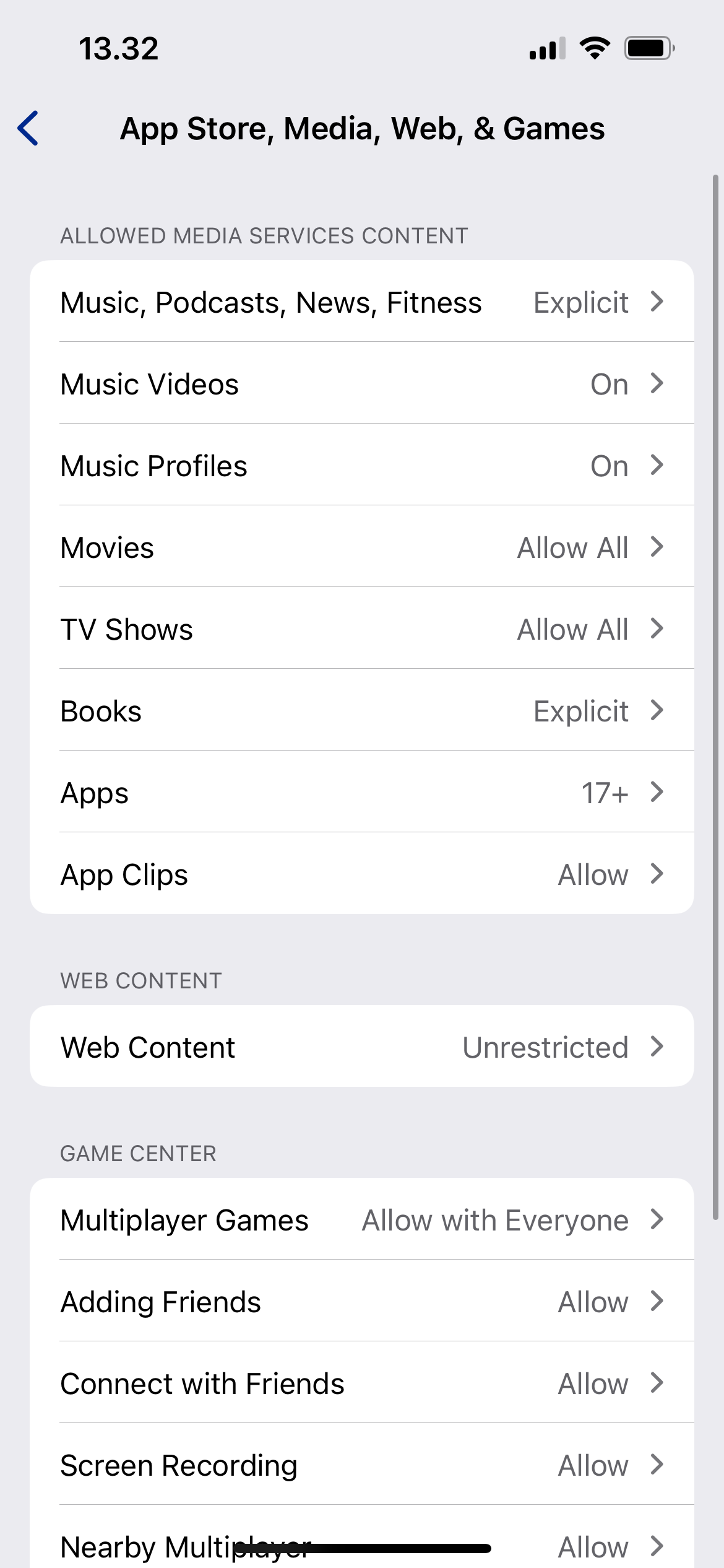 انتخاب فیلترهای خود برای Apple Music در محدودیتهای محتوا و حریم خصوصی