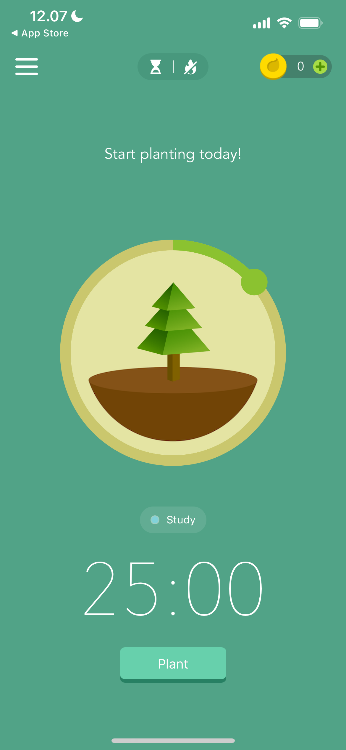 زمانسنج در برنامه iOS Forest