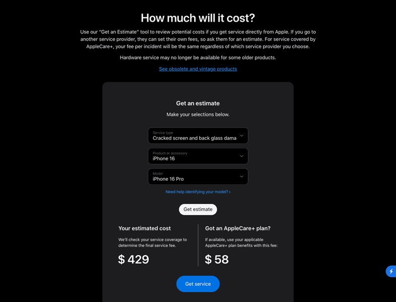 برآورد هزینه تعمیر iPhone 16 در پشتیبانی اپل