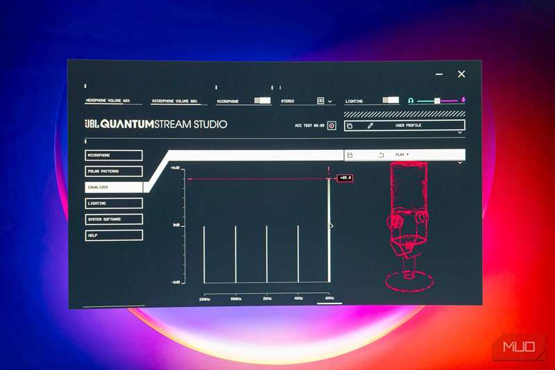 صفحه اکولایزر نرم‌افزار JBL Quantum Stream Studio
