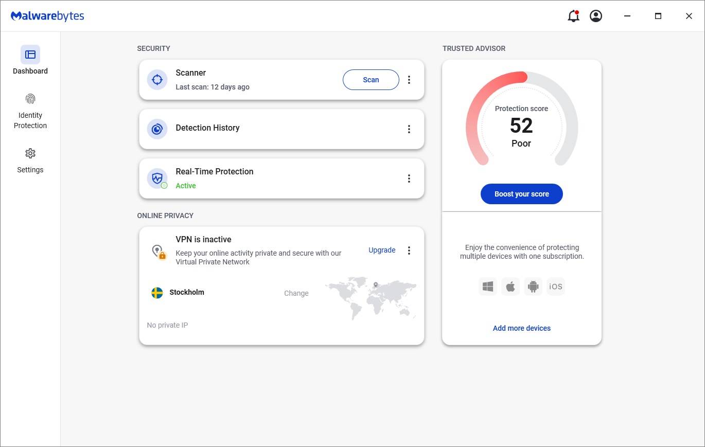 صفحه اصلی Malwarebytes Pro ضد بدافزار