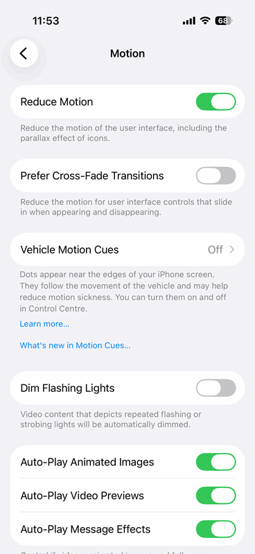 تنظیمات دسترس‌پذیری حرکت در آیفون