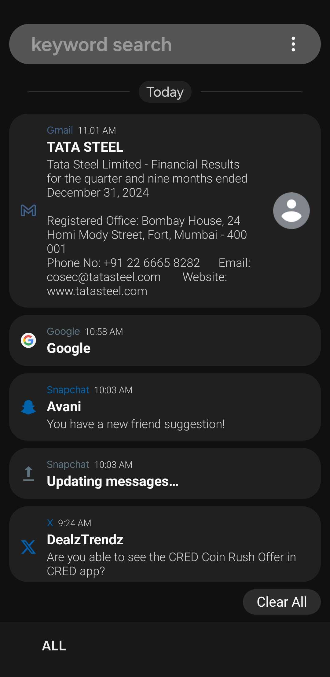 تاریخچه اعلانها در ماژول NotiStar