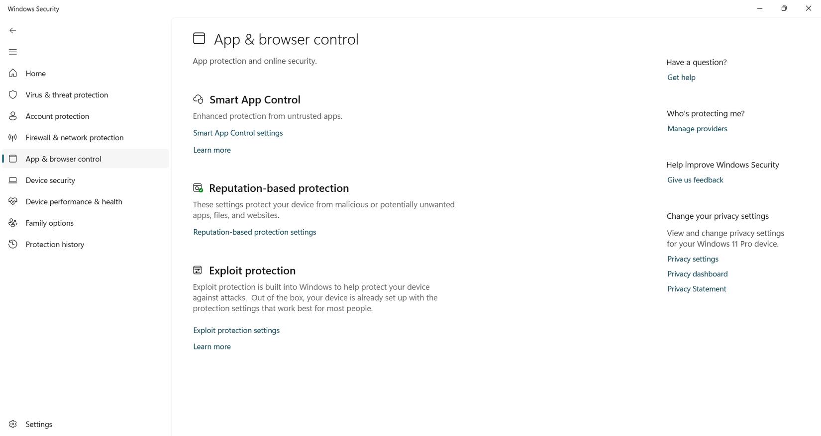 باز کردن محافظت از سوءاستفاده در ویندوز سکیوریتی