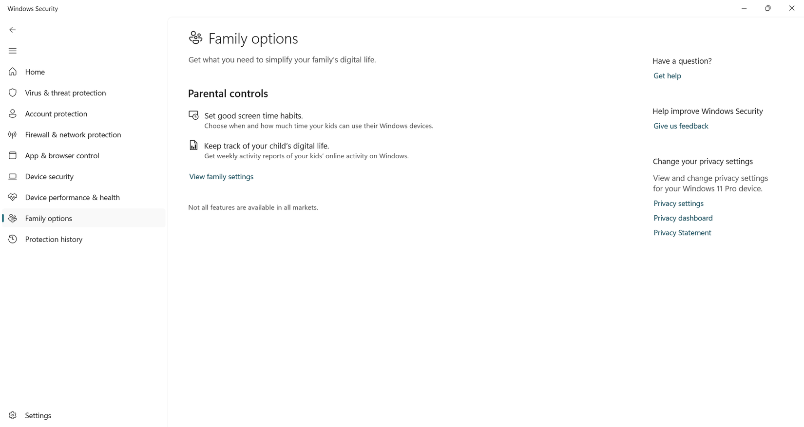 کنترل والدین در ویندوز سکیوریتی
