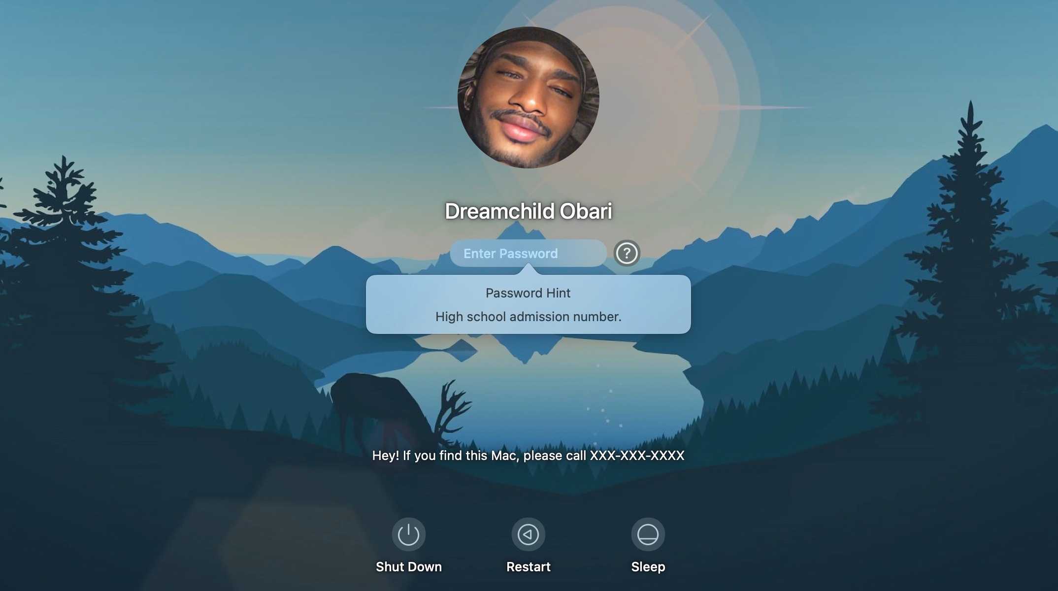 حباب نکته رمز عبور در صفحه قفل macOS