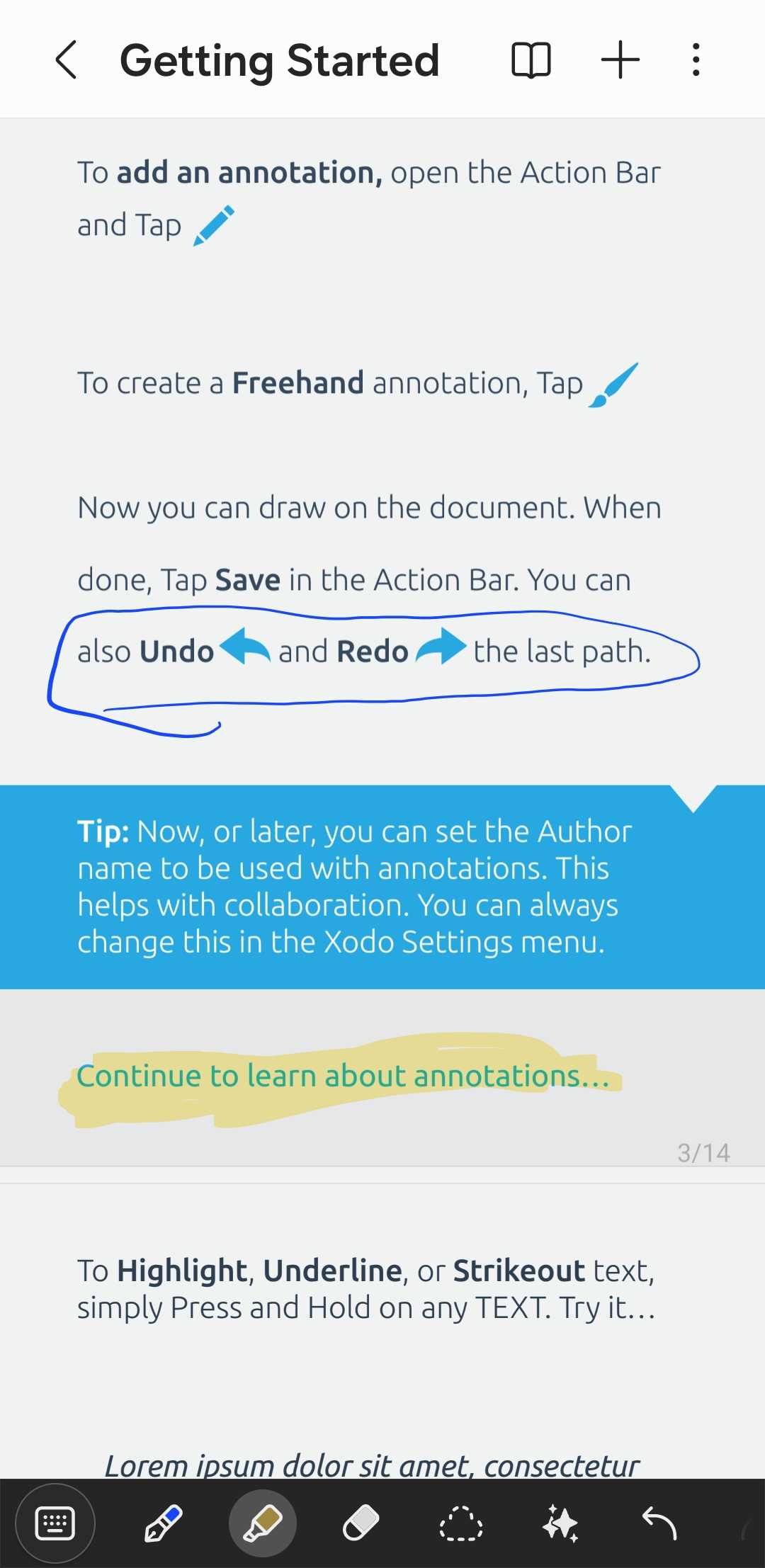 گزینههای حاشیهنویسی PDF در برنامه Samsung Notes