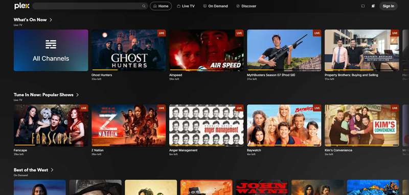 صفحه اصلی Plex