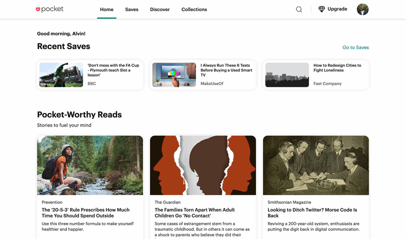 رابط وب Pocket