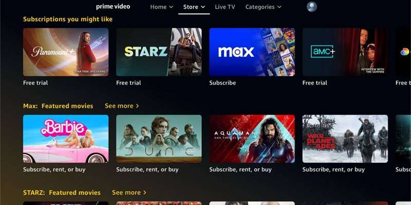 کانال‌های Prime Video