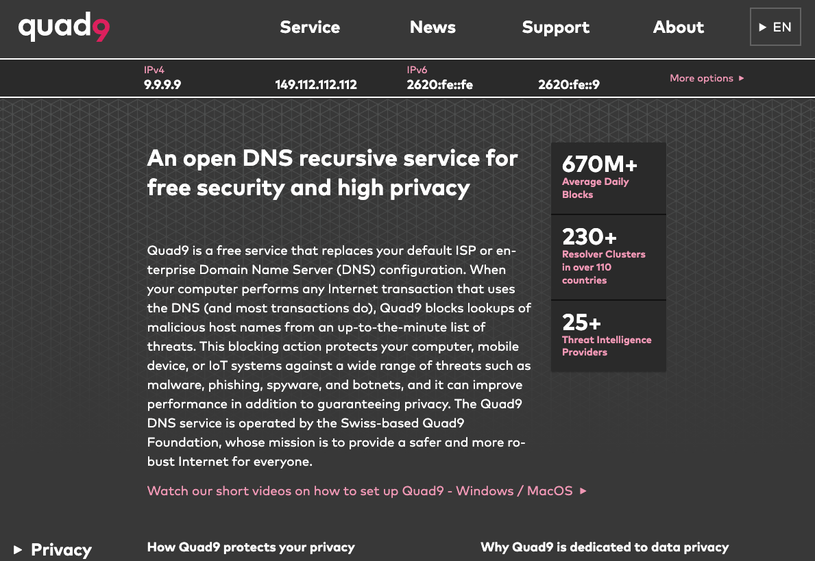 وب‌سایت حل‌کننده DNS Quad9
