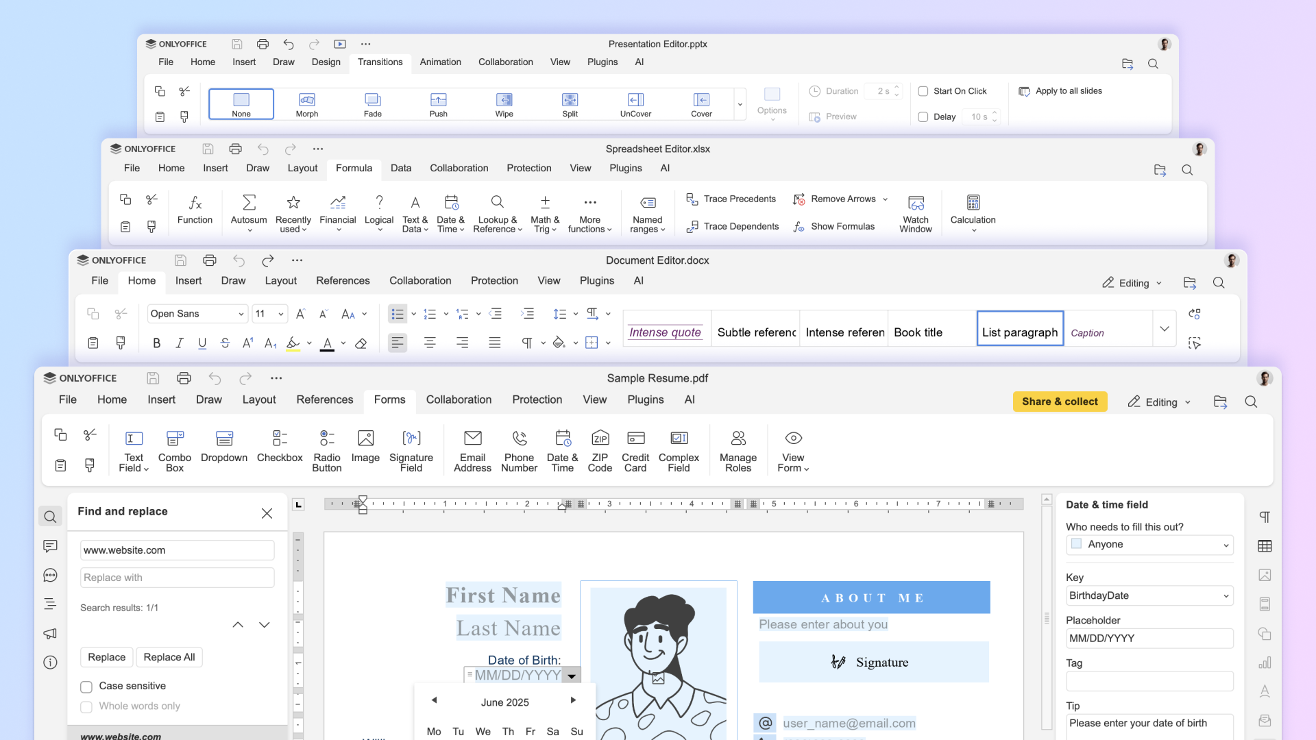 رابط بازطراحی‌شده ONLYOFFICE Docs 9